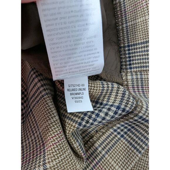 Old Navy Taylor Relaxed Suit Blazer Jacket Brown Plaid Women size XL Tall NWT - Picture 7 of 9